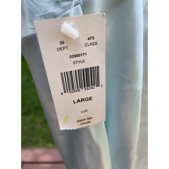 Vintage Signature Expressions Large Aqua Tint Satin Nightgown With Lace Trim - Picture 5 of 8